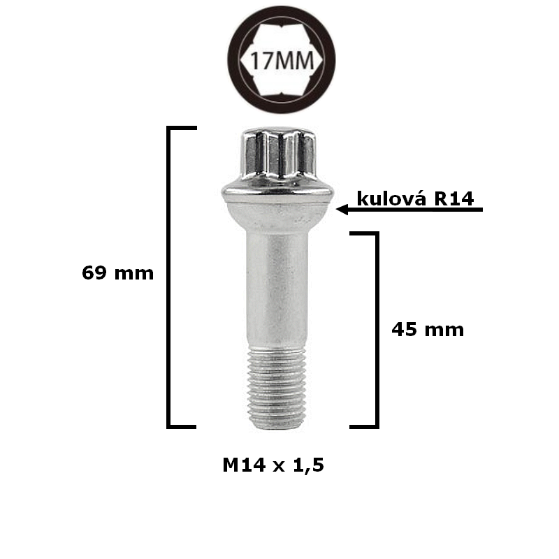 Rozměry šroubu - 69mm